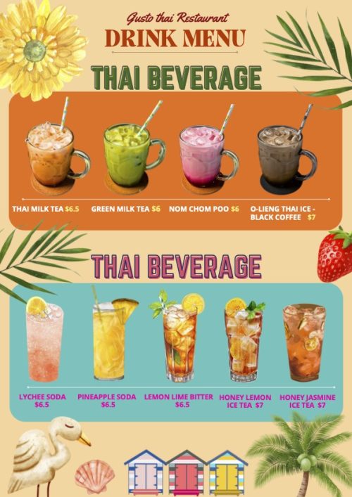Gusto Drink Menu Cover
